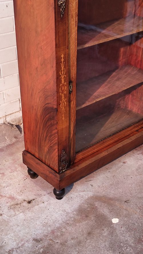 ANTIQUE VICTORIAN WALNUT PIER CABINET BOOKCASE - ADDITIONAL PHOTO 18