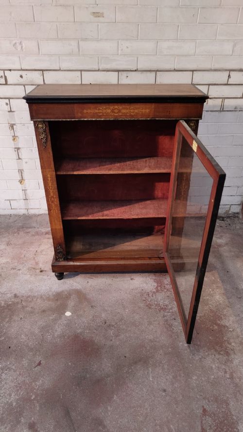 ANTIQUE VICTORIAN WALNUT PIER CABINET BOOKCASE - ADDITIONAL PHOTO 3