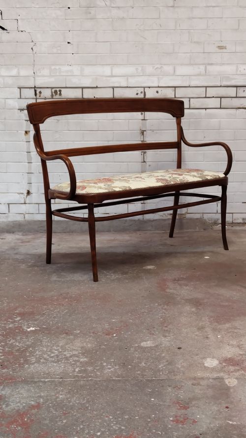 ANTIQUE EDWARDIAN 2 SEATER BENTWOOD WINDOW SEAT SALON SOFA - ADDITIONAL PHOTO 12