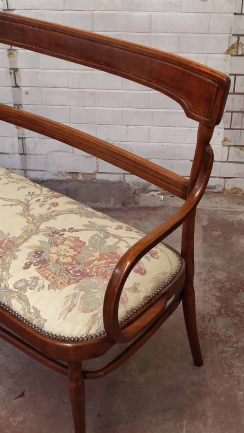 ANTIQUE EDWARDIAN 2 SEATER BENTWOOD WINDOW SEAT SALON SOFA - ADDITIONAL PHOTO 1