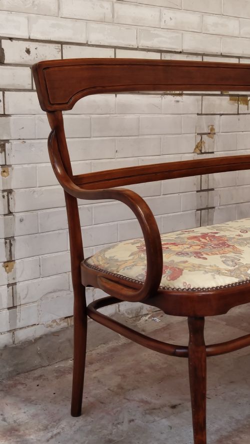 ANTIQUE EDWARDIAN 2 SEATER BENTWOOD WINDOW SEAT SALON SOFA - ADDITIONAL PHOTO 2