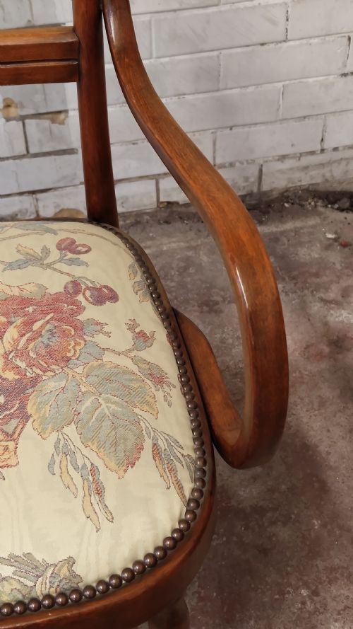 ANTIQUE EDWARDIAN 2 SEATER BENTWOOD WINDOW SEAT SALON SOFA - ADDITIONAL PHOTO 4