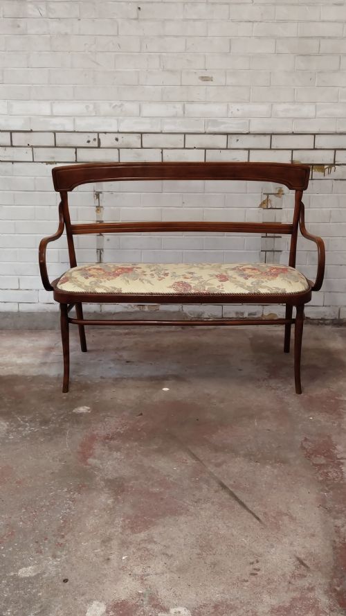 ANTIQUE EDWARDIAN 2 SEATER BENTWOOD WINDOW SEAT SALON SOFA - ADDITIONAL PHOTO 6