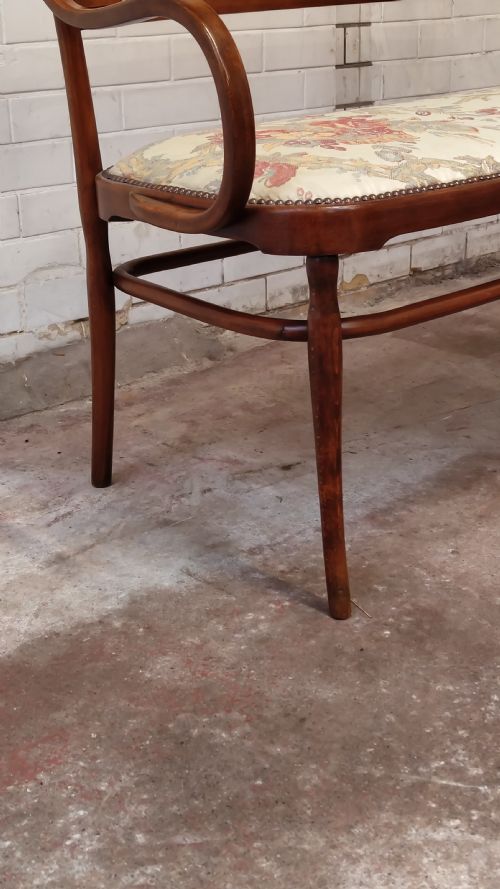 ANTIQUE EDWARDIAN 2 SEATER BENTWOOD WINDOW SEAT SALON SOFA - ADDITIONAL PHOTO 7