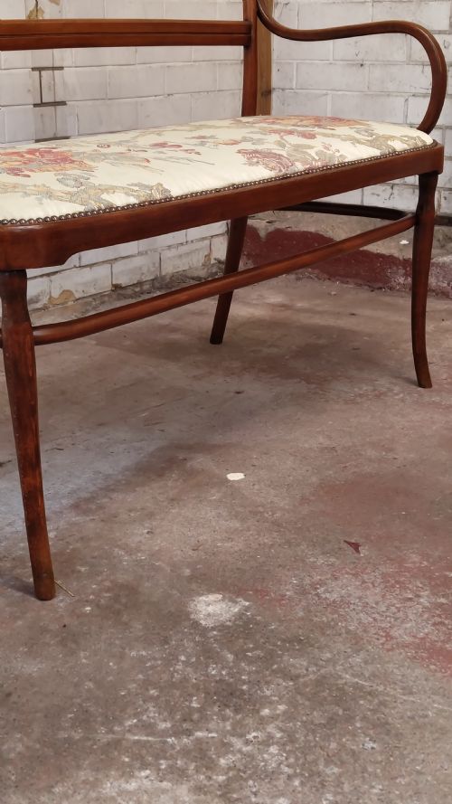 ANTIQUE EDWARDIAN 2 SEATER BENTWOOD WINDOW SEAT SALON SOFA - ADDITIONAL PHOTO 8