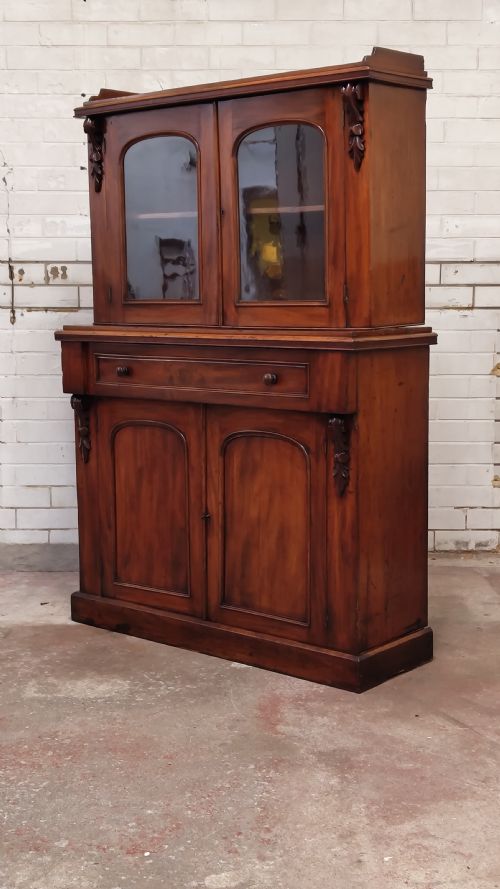 ANTIQUE VICTORIAN MAHOGANY CHIFFONIER AND CABINET - ADDITIONAL PHOTO 7