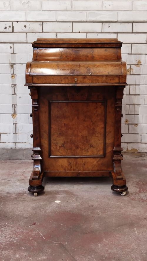 ANTIQUE VICTORIAN BURR WALNUT DAVENPORT DESK - ADDITIONAL PHOTO 13