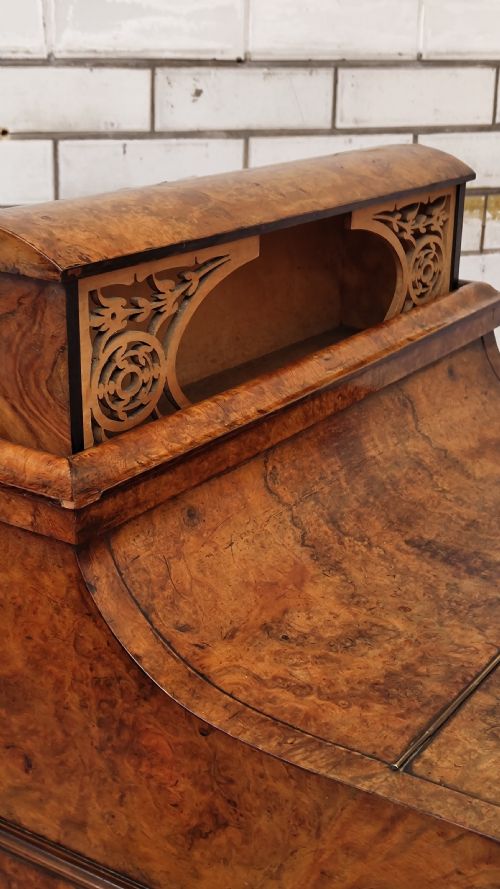 ANTIQUE VICTORIAN BURR WALNUT DAVENPORT DESK - ADDITIONAL PHOTO 3