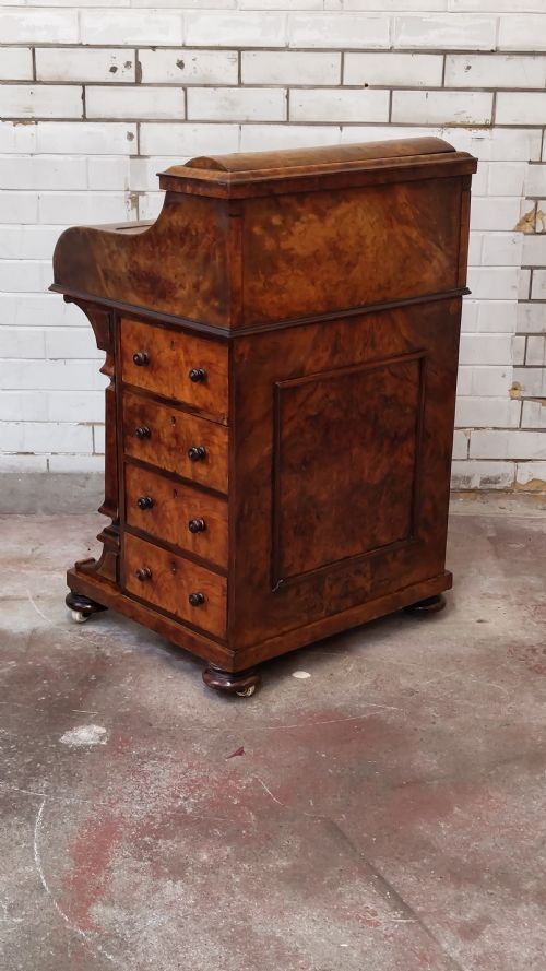 ANTIQUE VICTORIAN BURR WALNUT DAVENPORT DESK - ADDITIONAL PHOTO 11