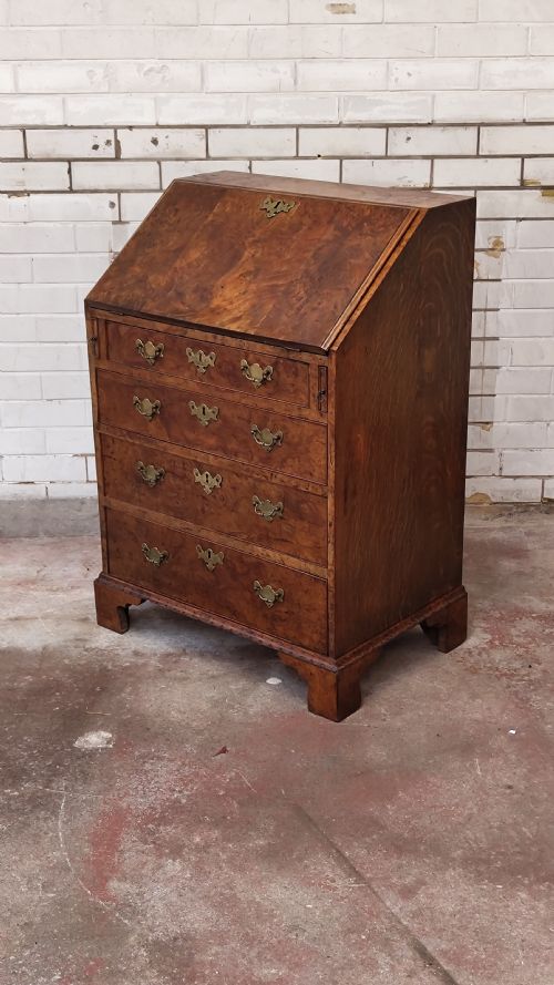 ANTIQUE GEORGIAN BURR WALNUT WRITING BUREAU CHEST - ADDITIONAL PHOTO 1