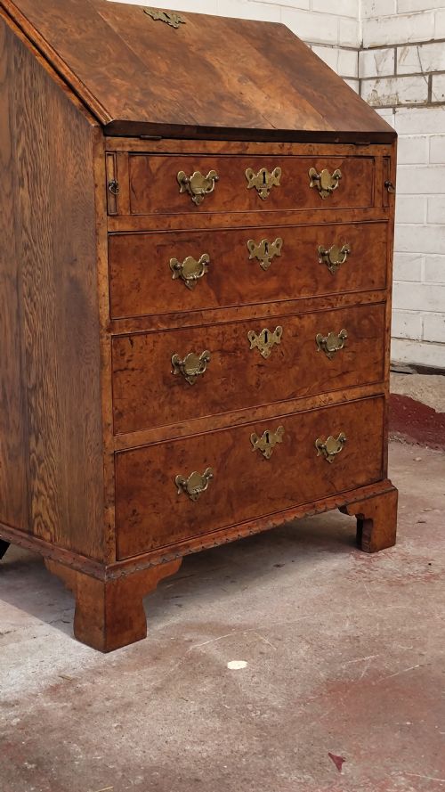 ANTIQUE GEORGIAN BURR WALNUT WRITING BUREAU CHEST - ADDITIONAL PHOTO 5