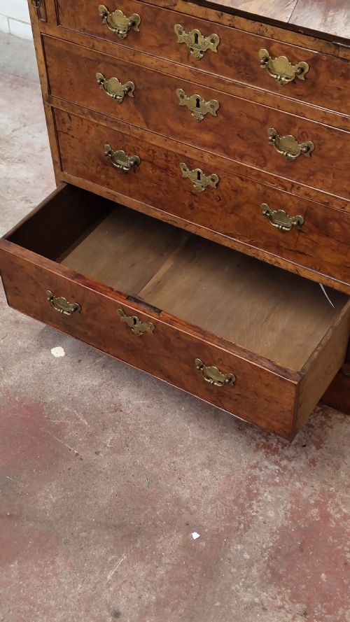 ANTIQUE GEORGIAN BURR WALNUT WRITING BUREAU CHEST - ADDITIONAL PHOTO 6