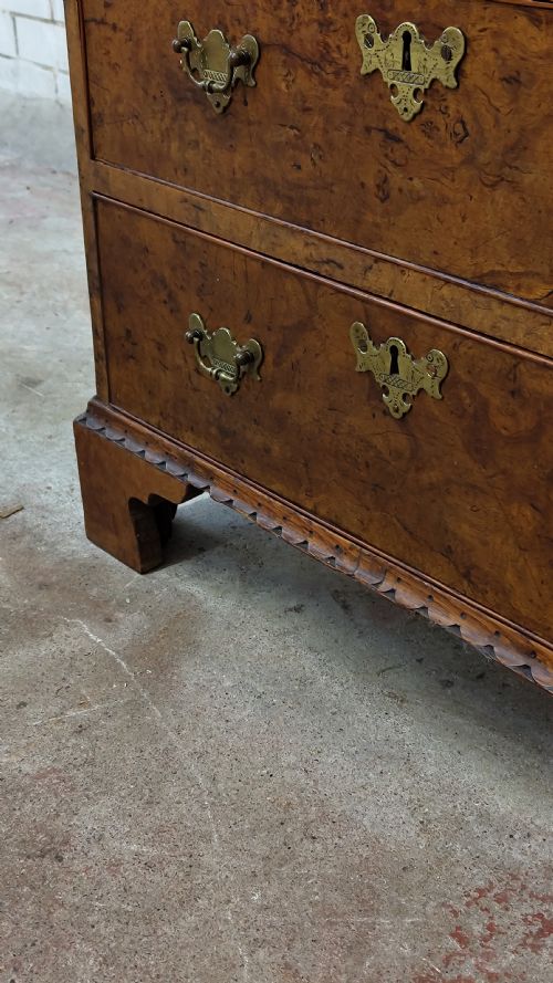 ANTIQUE GEORGIAN BURR WALNUT WRITING BUREAU CHEST - ADDITIONAL PHOTO 7