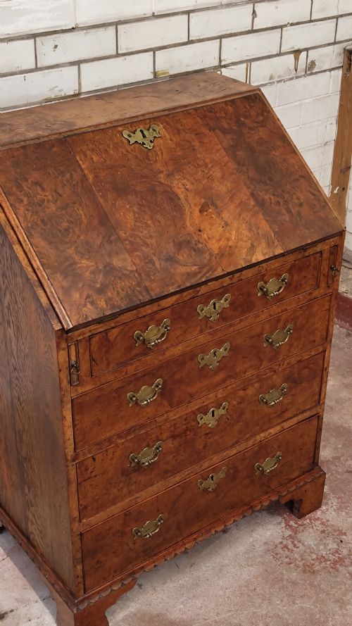 ANTIQUE GEORGIAN BURR WALNUT WRITING BUREAU CHEST - ADDITIONAL PHOTO 8