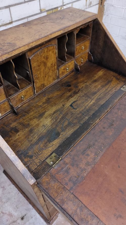 ANTIQUE GEORGIAN BURR WALNUT WRITING BUREAU CHEST - ADDITIONAL PHOTO 3