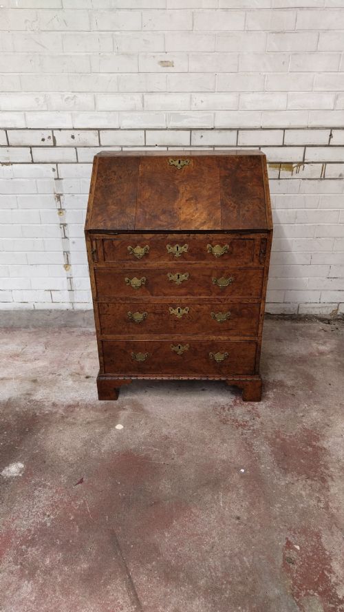 ANTIQUE GEORGIAN BURR WALNUT WRITING BUREAU CHEST - ADDITIONAL PHOTO 4