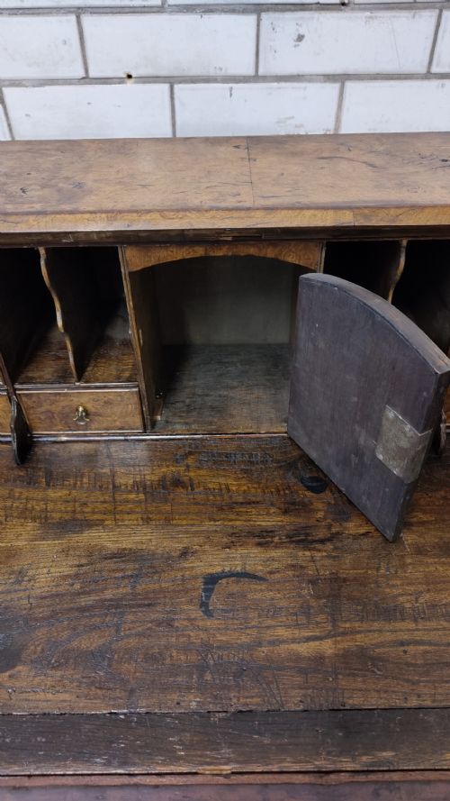 ANTIQUE GEORGIAN BURR WALNUT WRITING BUREAU CHEST - ADDITIONAL PHOTO 9