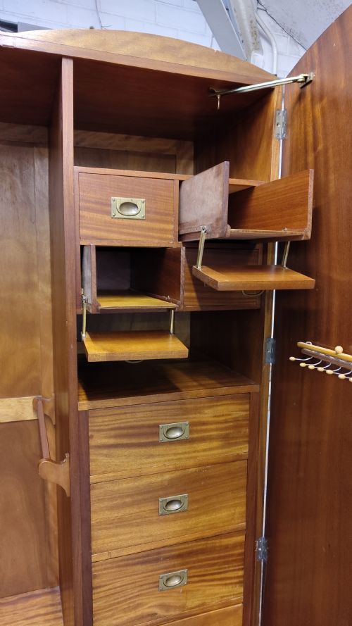 ANTIQUE ART DECO BOOKMATCHED BURR WALNUT DOUBLE WARDROBE ARMOIRE - ADDITIONAL PHOTO 1