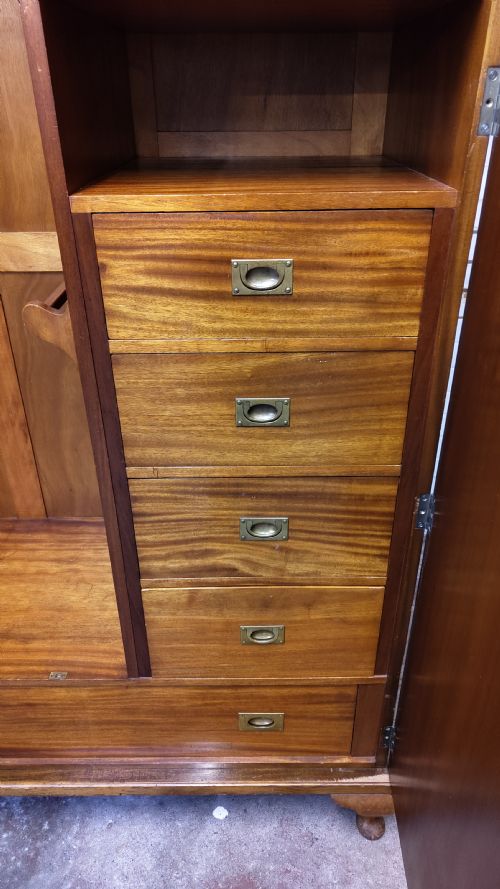 ANTIQUE ART DECO BOOKMATCHED BURR WALNUT DOUBLE WARDROBE ARMOIRE - ADDITIONAL PHOTO 2