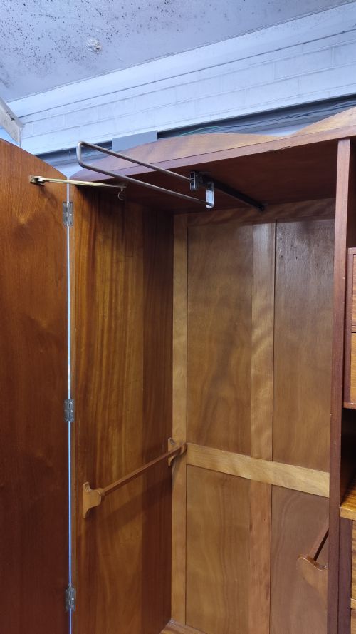 ANTIQUE ART DECO BOOKMATCHED BURR WALNUT DOUBLE WARDROBE ARMOIRE - ADDITIONAL PHOTO 15