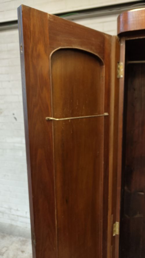 ANTIQUE VICTORIAN SOLID FLAME MAHOGANY SINGLE HALL WARDROBE ARMOIRE - ADDITIONAL PHOTO 5