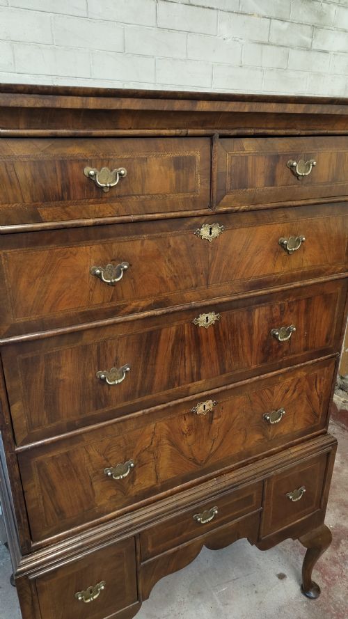 DIMINUTIVE ANTIQUE GEORGIAN WALNUT CHEST ON STAND - ADDITIONAL PHOTO 10