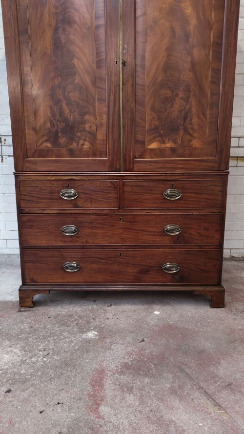 ANTIQUE GEORGIAN REGENCY FLAME MAHOGANY LINEN PRESS ARMOIRE COMPACTUM - ADDITIONAL PHOTO 5