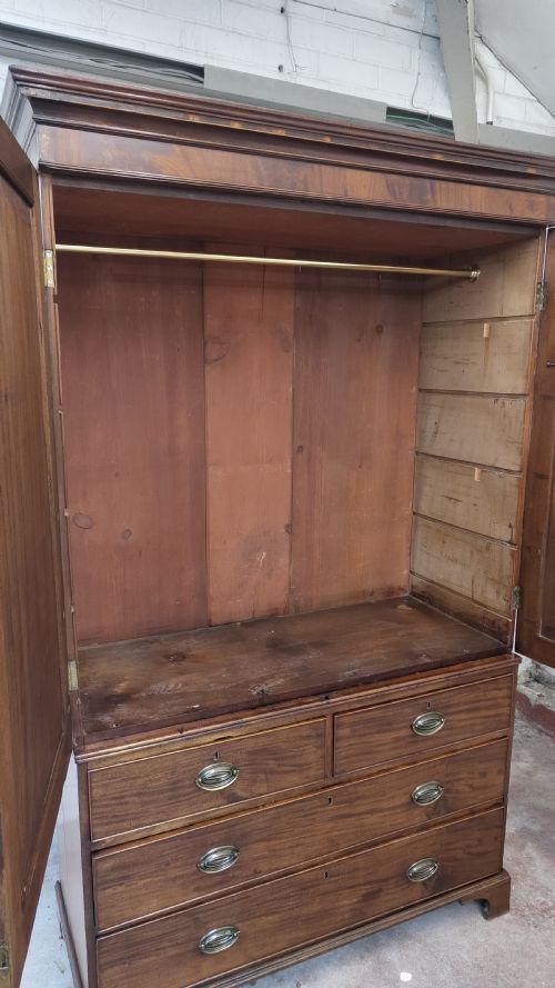 ANTIQUE GEORGIAN REGENCY FLAME MAHOGANY LINEN PRESS ARMOIRE COMPACTUM - ADDITIONAL PHOTO 9