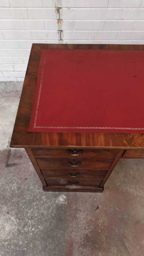 ANTIQUE VICTORIAN BURR WALNUT LEATHER TOP WORK OFFICE PEDESTAL DESK - ADDITIONAL PHOTO 10