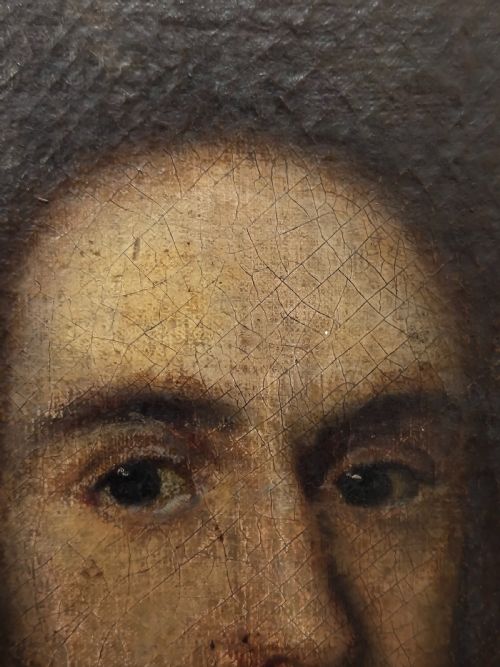 LARGE ANTIQUE EARLY GEORGIAN OIL ON CANVAS PORTRAIT OF AN UNKNOWN GENTLEMAN IN A PERUKE - ADDITIONAL PHOTO 5