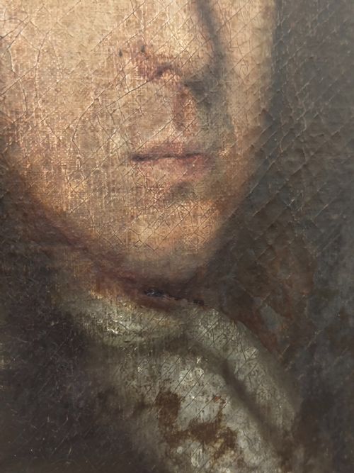 LARGE ANTIQUE EARLY GEORGIAN OIL ON CANVAS PORTRAIT OF AN UNKNOWN GENTLEMAN IN A PERUKE - ADDITIONAL PHOTO 12