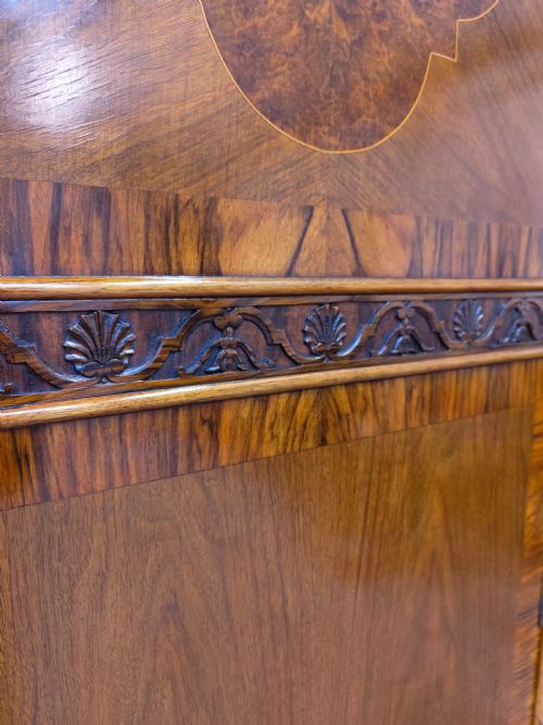 ANTIQUE EDWARDIAN BURR WALNUT TRIPLE WARDROBE ARMOIRE COMPACTUM - ADDITIONAL PHOTO 2