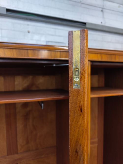 ANTIQUE EDWARDIAN BURR WALNUT TRIPLE WARDROBE ARMOIRE COMPACTUM - ADDITIONAL PHOTO 7