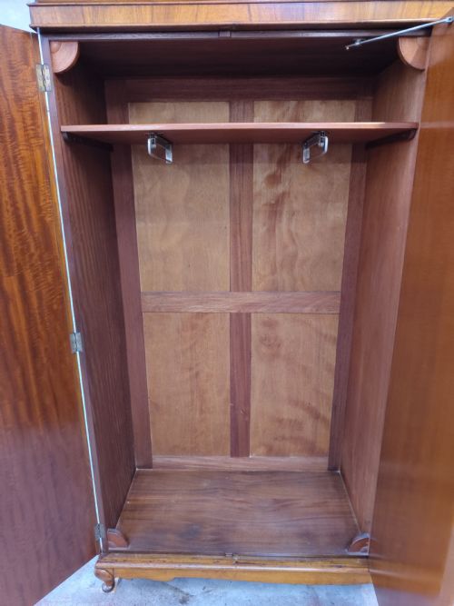 ANTIQUE EDWARDIAN BURR WALNUT TRIPLE WARDROBE ARMOIRE COMPACTUM - ADDITIONAL PHOTO 9
