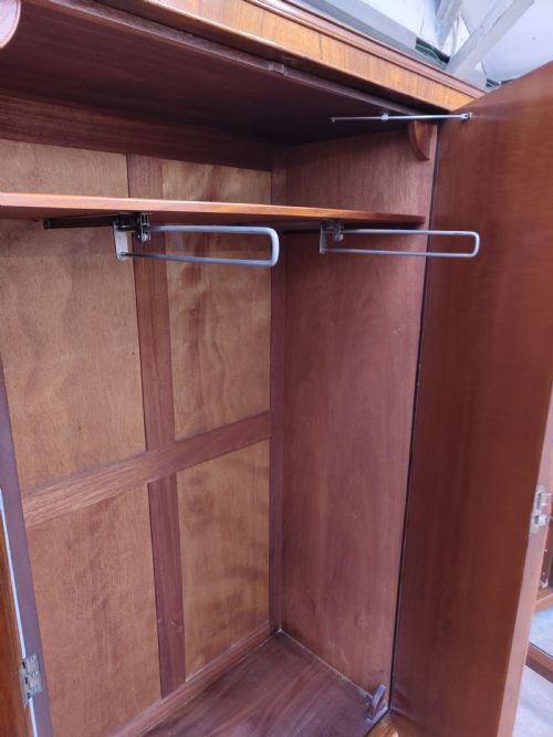 ANTIQUE EDWARDIAN BURR WALNUT TRIPLE WARDROBE ARMOIRE COMPACTUM - ADDITIONAL PHOTO 10