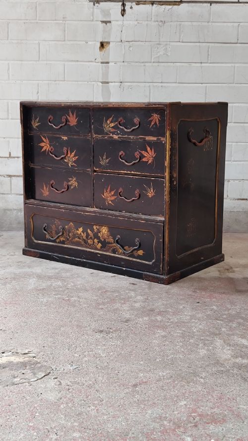 antique meji period japanese lacquered multi drawer cabinet - CATEGORY: ANTIQUE CHEST OF DRAWERS - DATED VICTORIAN