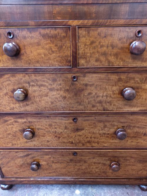 SUPERB ANTIQUE VICTORIAN PLUM PUDDING MAHOGANY CHEST OF DRAWERS - ADDITIONAL PHOTO 4