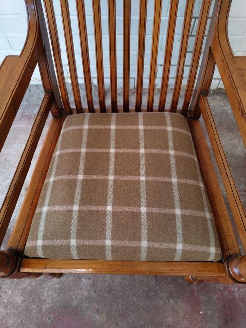 ANTIQUE EDWARDIAN SOLID OAK ECCLESIASTICAL DESK OFFICE SIDE ARMCHAIR - ADDITIONAL PHOTO 3