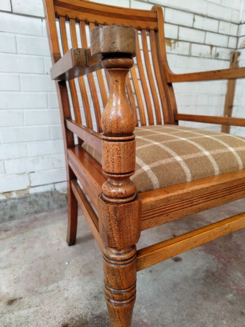 ANTIQUE EDWARDIAN SOLID OAK ECCLESIASTICAL DESK OFFICE SIDE ARMCHAIR - ADDITIONAL PHOTO 1