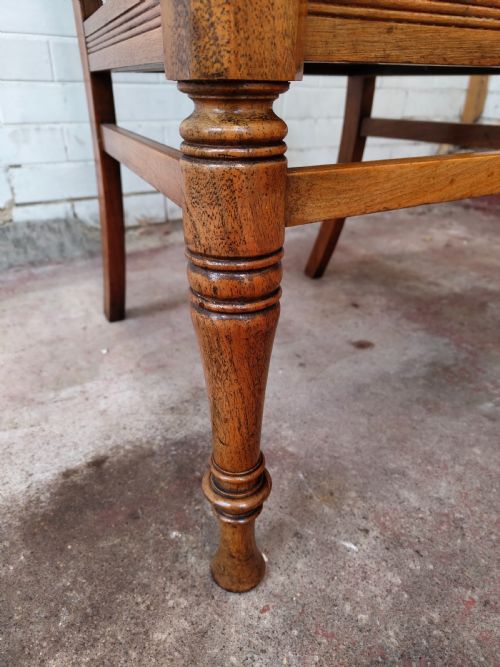ANTIQUE EDWARDIAN SOLID OAK ECCLESIASTICAL DESK OFFICE SIDE ARMCHAIR - ADDITIONAL PHOTO 5