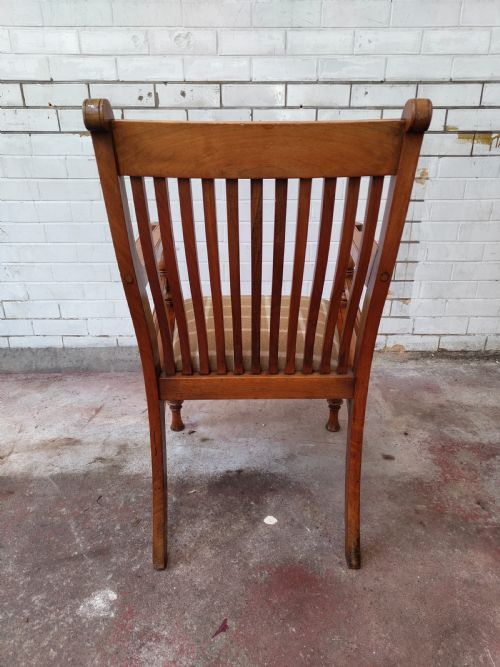 ANTIQUE EDWARDIAN SOLID OAK ECCLESIASTICAL DESK OFFICE SIDE ARMCHAIR - ADDITIONAL PHOTO 7