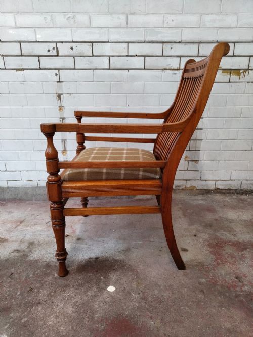 ANTIQUE EDWARDIAN SOLID OAK ECCLESIASTICAL DESK OFFICE SIDE ARMCHAIR - ADDITIONAL PHOTO 9