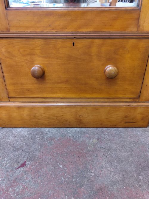 ANTIQUE VICTORIAN SATINWOOD BIRCH CORNER WARDROBE COMPACTUM ARMOIRE - ADDITIONAL PHOTO 7