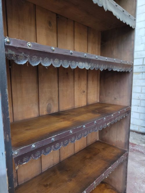 ANTIQUE VICTORIAN SCUMBLED PINE GOTHIC OPEN BOOKCASE - ADDITIONAL PHOTO 2