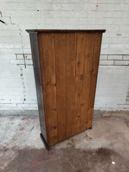 ANTIQUE VICTORIAN SCUMBLED PINE GOTHIC OPEN BOOKCASE - ADDITIONAL PHOTO 6