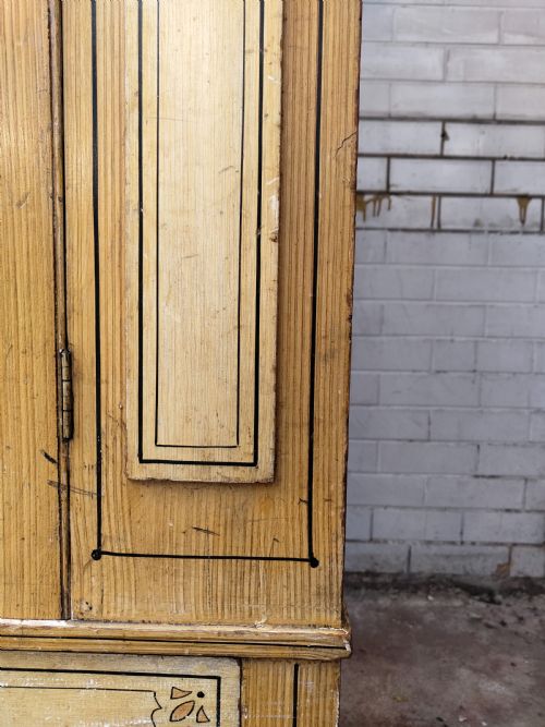 ANTIQUE VICTORIAN AESTHETIC MOVEMENT PAINTED SCUMBLED PINE SINGLE HALL WARDROBE - ADDITIONAL PHOTO 7
