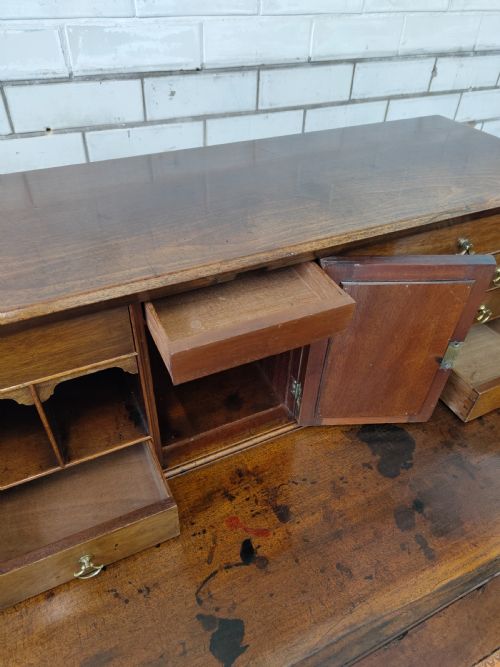 SUPERB ANTIQUE GEORGIAN SOLID MAHOGANY WRITING BUREAU CHEST - ADDITIONAL PHOTO 1
