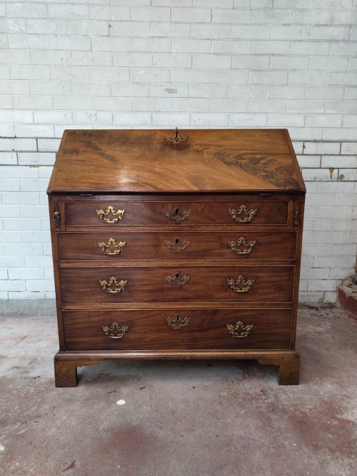 SUPERB ANTIQUE GEORGIAN SOLID MAHOGANY WRITING BUREAU CHEST - ADDITIONAL PHOTO 4