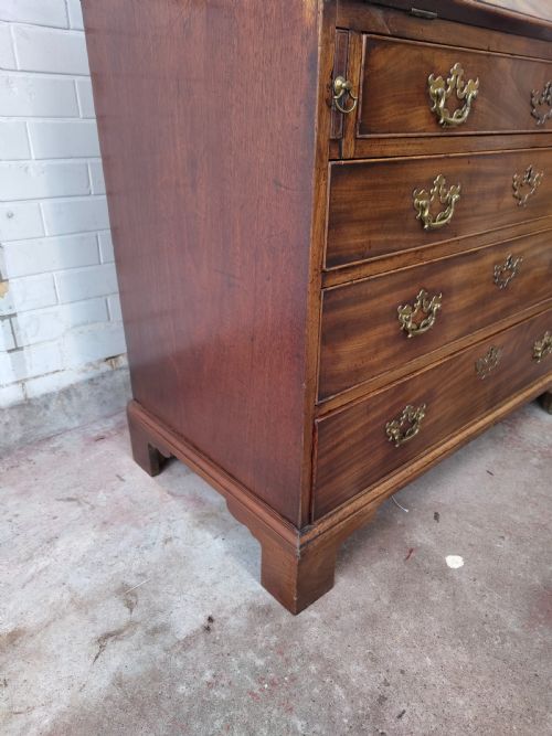 SUPERB ANTIQUE GEORGIAN SOLID MAHOGANY WRITING BUREAU CHEST - ADDITIONAL PHOTO 6