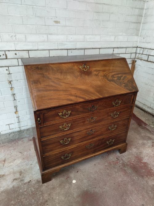 SUPERB ANTIQUE GEORGIAN SOLID MAHOGANY WRITING BUREAU CHEST - ADDITIONAL PHOTO 7